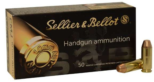 Sellier & Bellot SB10A Handgun  10mm Auto 180 gr Full Metal Jacket (FMJ) 50 Bx/ 20 Cs