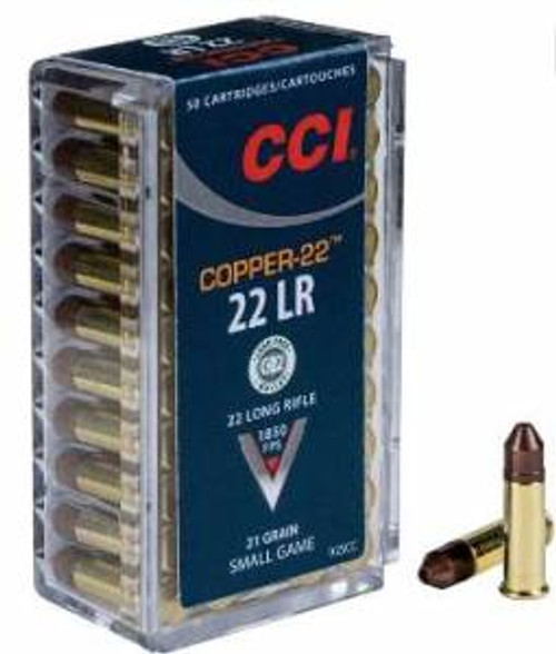 CCI 925CC Copper-22  22 LR 21 gr Copper Hollow Point 50 Bx/ 100 Cs