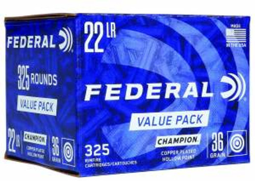 Federal 725 Value Pack 22 LR 36 GR Copper Plated Hollow Point 325rd box