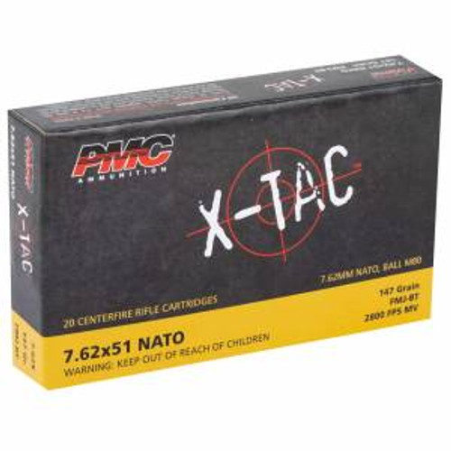 PMC 762X X-Tac 7.62x51mm NATO 147 gr Full Metal Jacket Boat-Tail (FMJBT) 20 Bx/ 25 Cs