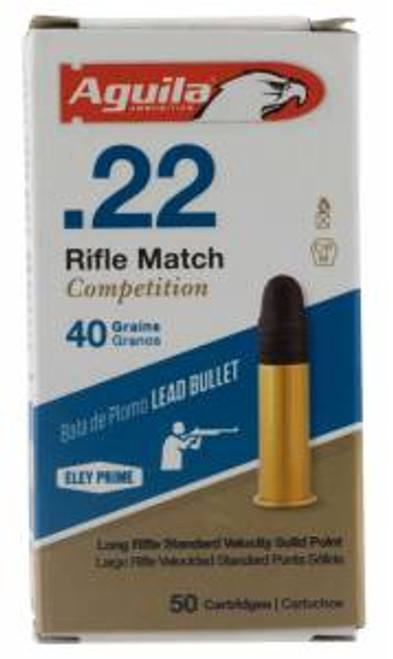 Aguila 1B220518 Match  22 LR 40 gr Lead Solid Point 50 Bx/ 20 Cs