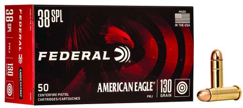 Federal American Eagle  38 Special 130 gr Full Metal Jacket (FMJ) 50 Bx/ 20 Cs