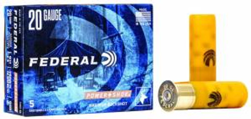 Federal F2033B Power-Shok  20 Gauge 2.75 20 Pellets 3 Buck Shot 5 Bx/ 50 Cs