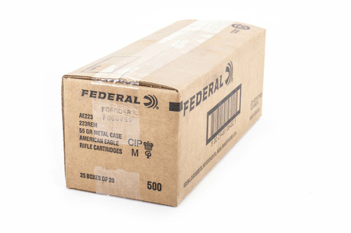 Federal 223 Rem 55 gr. American Eagle  Full Metal Jacket Boat Tail (FMJBT) 1 Box Of 20 - 500rd Box