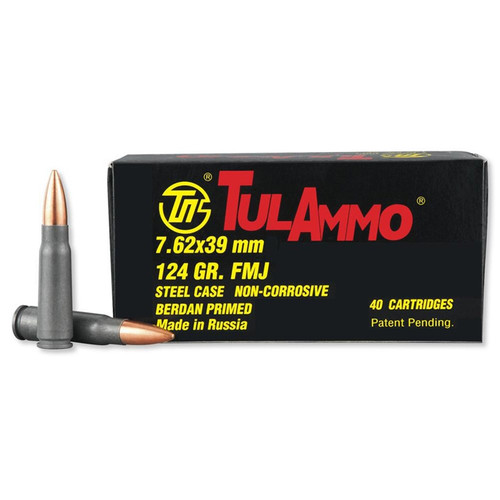 Tulammo UL076209 Rifle  7.62x39mm 124 gr Full Metal Jacket (FMJ) 40 Bx/ 25 Cs