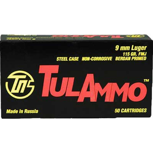 TulAmmo 9mm FMJ 115GR Russian Mfg. Ammo 500rds