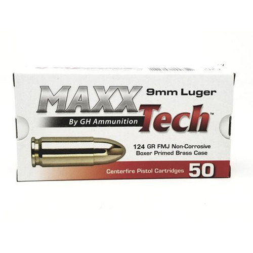 Maxxtech PTGB912B 9mm Brass 124 GR Full Metal Jacket 500rds