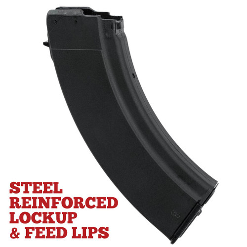 Bulgarian AK-47 7.62x39 30rd Black Polymer Mag with Steel Feeding Lips and Locking Lug