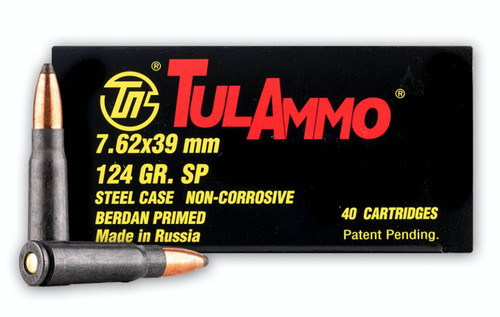 TulAmmo 7.62x39mm 124gr Soft Point Russian Mfg. 1000rds