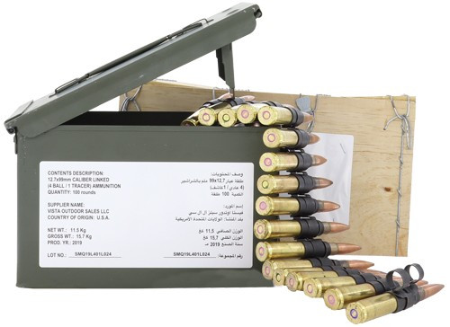 FEDERAL AMMO 50 BMG M33 BALL M17 TRACER 4:1 LINKED 100RDS