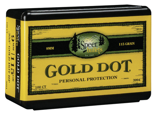 Speer 3994 Gold Dot Personal Protection 9mm .355 115 gr Hollow Point (HP) 100 Per Box