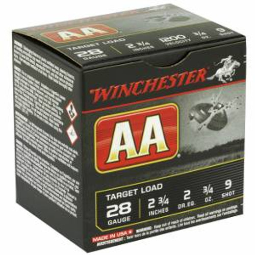 Winchester Ammo 28 Gauge 2.75 AA Target 3/4 oz 9 Shot 25 Bx/ 10 Cs