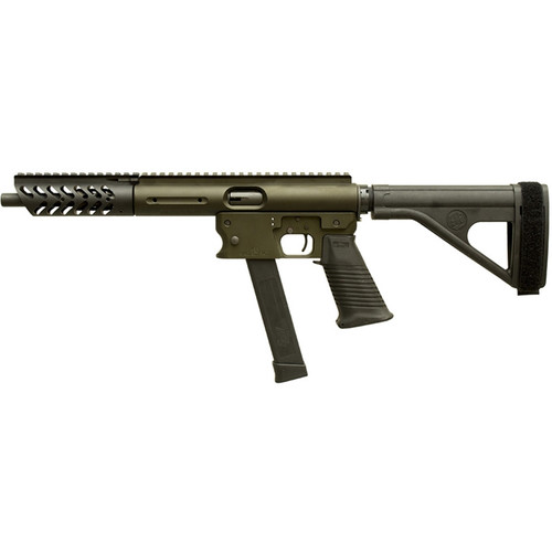 Aero Survival Pistol (ASP) 9mm with Extended Handguard and SB Tactical Brace - OD Green