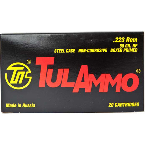 TulAmmo .223 REM HP 55GR Russian Mfg. Ammo 500rds