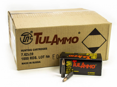 TulAmmo 7.62x39mm 154gr Soft Point Russian Mfg. 1000rds