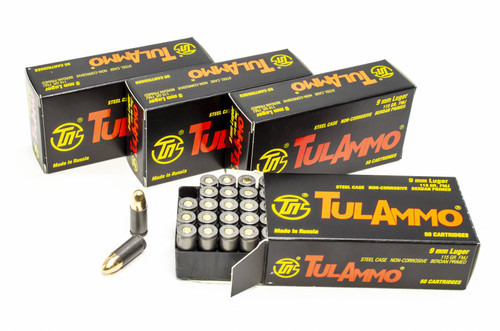 TulAmmo 9mm 115gr FMJ Russian 200rd Quick Pack