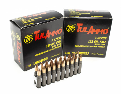 TulAmmo 7.62x39 FMJ 122gr 200rd Quick Pack w/ 100 Rd Boxes