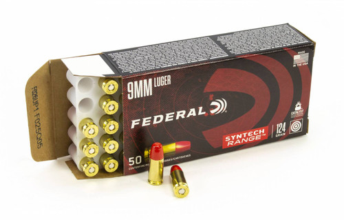 Federal American Eagle 9mm Luger 124 gr Total Syntech Jacket Round Nose (TSJRN) 50rd Box