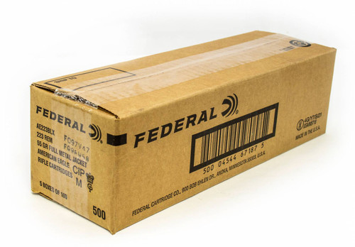 Federal 223 Rem 55 Grain FMJBT American Eagle - 500 Rounds