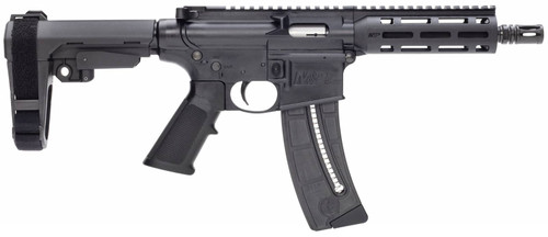 Smith & Wesson 13321 M&P15-22 Pistol 22 LR 25+1 8 Black Rec/Barrel Black SB Tactical SBA3 Adjustable Arm Brace Stock Black Polymer Grip Right Hand