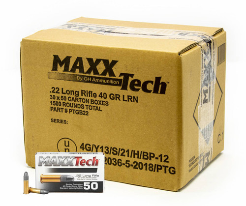 MaxxTech .22LR 40gr Lead Round Nose - 1500rd Case