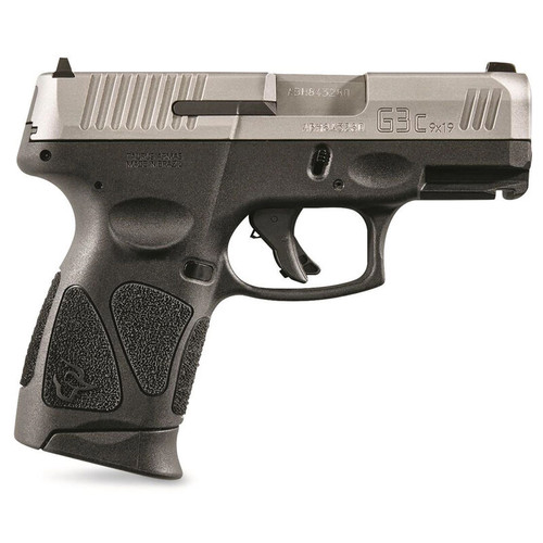Taurus 9mm Luger 3.20 12+1 Stainless Steel Slide Black Polymer Grip
