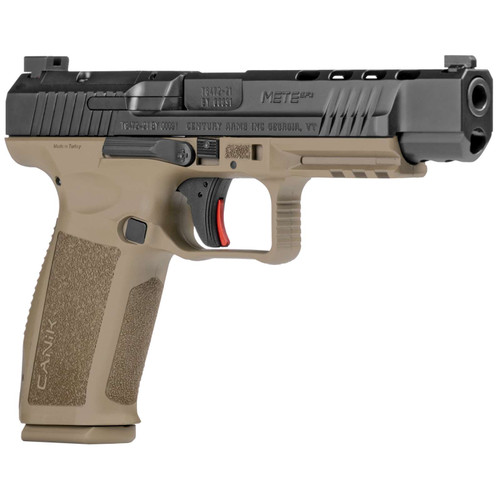 Canik HG5635N Mete SFx 9mm Luger Caliber with 5.20 Barrel, 20+1 or 18+1 Capacity, Flat Dark Earth Finish with Picatinny Rail Frame, Serrated Black Nitride Steel with Optic Cut Slide & Interchangeable Backstrap Grip