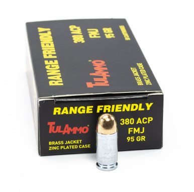 TulAmmo .380 ACP- 95 Grain FMJ - Zinc Plated Steel Case - Non-Corrosive - 1000 Rounds