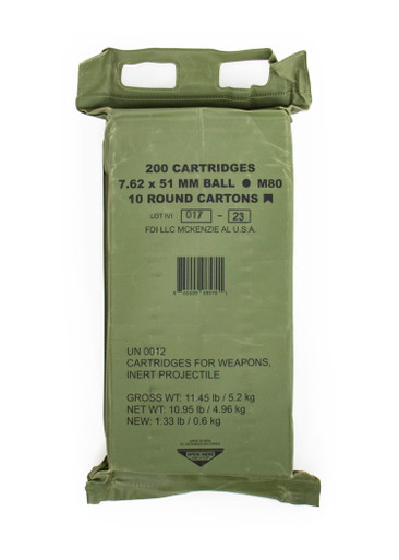 FDI 7.62X51 NATO (308) 149 GR FMJ M80 BALL - 200rd BATTLE PACK