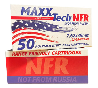 7.62x39mm Ammunition NFR (Not From Russia) MTNFR762 123 Grain Steel Case Full Metal Jacket 500 Rounds