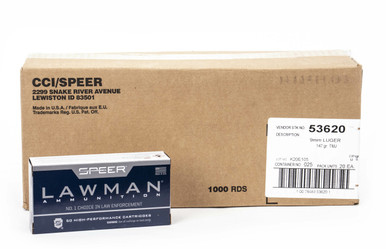 Speer Lawman 9mm Luger 147 Grain TMJ Round Nose 1000rds