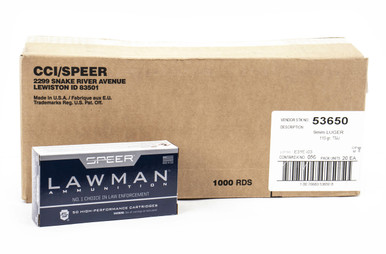 Speer Lawman 9mm Luger 115 Grain TMJ Round Nose 1000rds