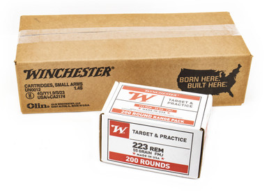 Winchester USA .223 Rem 55 Grain FMJ Ammo - 800 Round Case