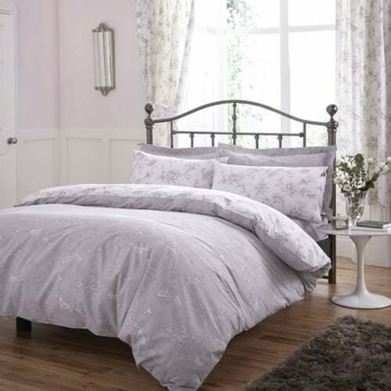  Grey Floral Bedding