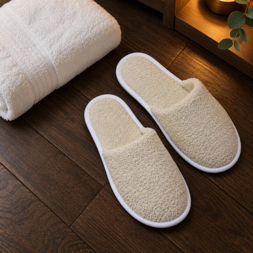 beige-terry-cotton-slippers-white-trim-hotel-suite-floor-scene