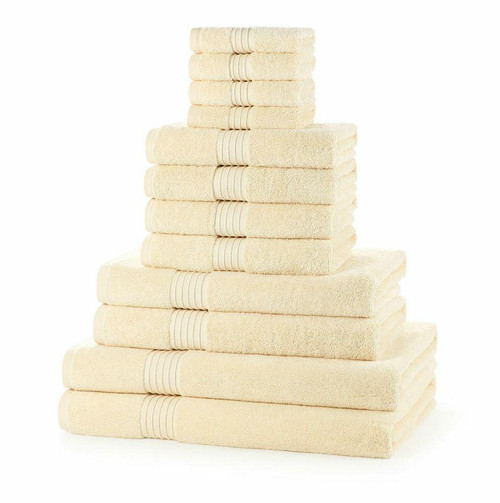 12 Piece 700GSM Bamboo Towel Set - 4 Face Cloths, 4 Hand Towels, 2