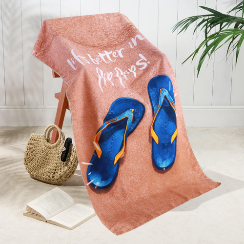 Flip Flop Design Microfibre Beach Towel – 70 x 150 cm Flip Flop Design Microfibre Beach Towel – 70 x 150 cm