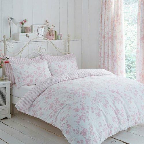 Image of Britishwholesales Polycotton Amelie Toile Printed Duvet Cover Set - Pink "Piped"