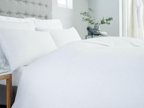 250 Thread Count 80/20 Cotton Rich, 4mm Satin Stripe Bed Linen ...