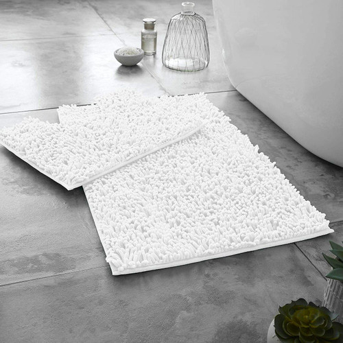 Image of Britishwholesales Heavyweight Polyester Chenille Microfibre Bath Mat - Anti Slip Reverse