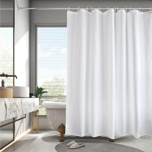 Image of Britishwholesales Classic Plain White Shower Curtain - Steel Eyelet