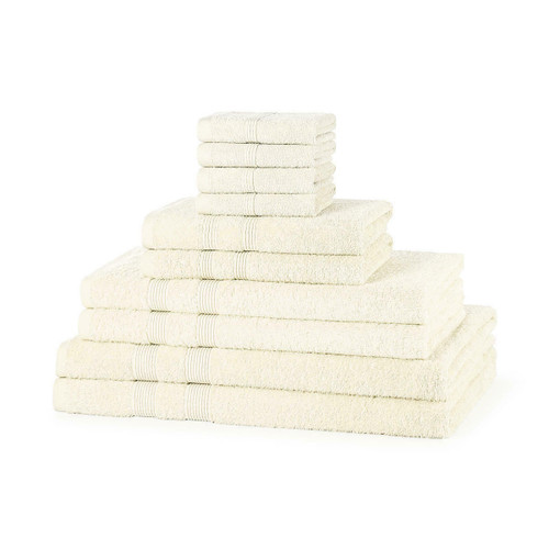 10 Piece 500GSM Towel Bale Set - 4 Face Cloths, 2 Hand Towels, 2 Bath Towels, 2 Bath Sheets