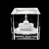 Deseret Peaks Utah Temple Laser Engraved Crystal Cube