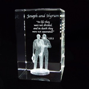 Joseph and Hyrum Smith Crystal Cube - BuyLDSproducts.com