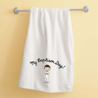 My Baptism Day Boy Towel Brown hair
