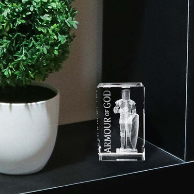 Armour of God Crystal cube Home decor baptism priesthood advancement gift 3D laser etched Armor of God