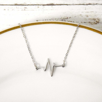 Beat Necklace - Silver Finish Heartbeat Necklace
