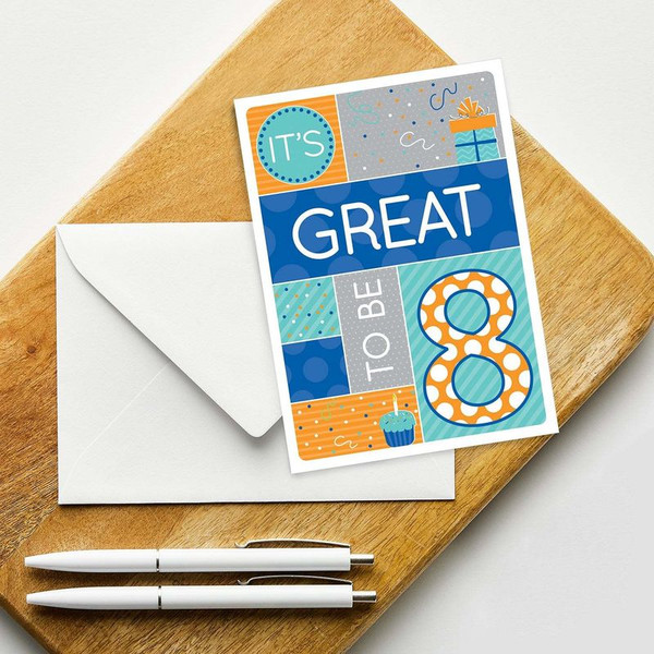 Great to be 8 Greeting Card-Boy