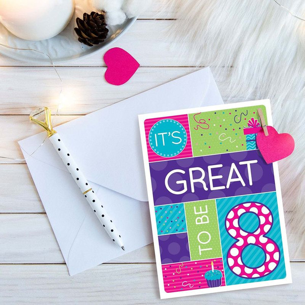Great to Be 8 Greeting Card - Girl