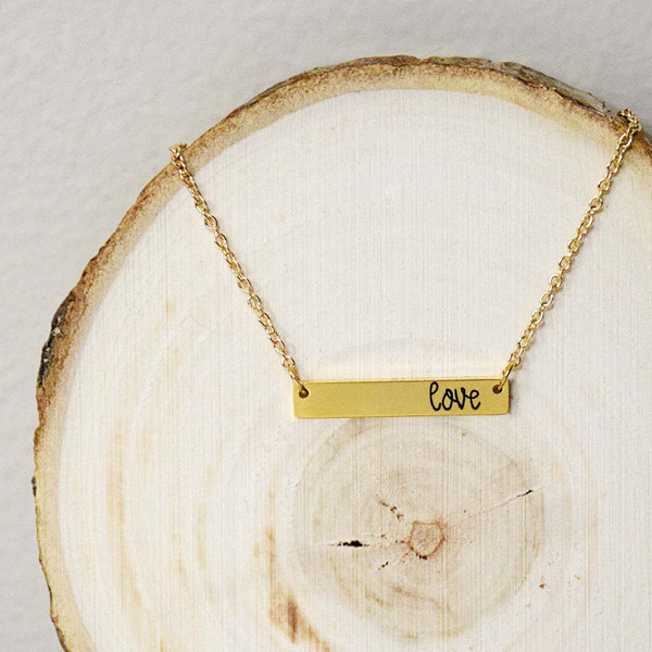 Love Bar Necklace - Gold Finish